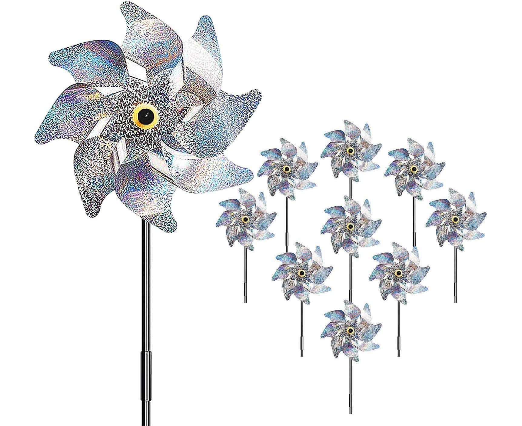 10-Pack Windmill Reflector Bird Repeller, Bird Repeller Reflector, Reflective Pinwheel Bird Repeller