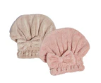 2 Pack Hair Towel Wrap Microfiber Absorbent Towel with Bow-Knot for Hair Quick Drying Hair Caps