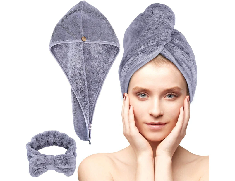 Microfiber Hair Towel Wrap Set - Anti Frizz Microfiber Hair Towel for Curly Long Hair Drying Towels-Quick Magic Hair Dry for Women