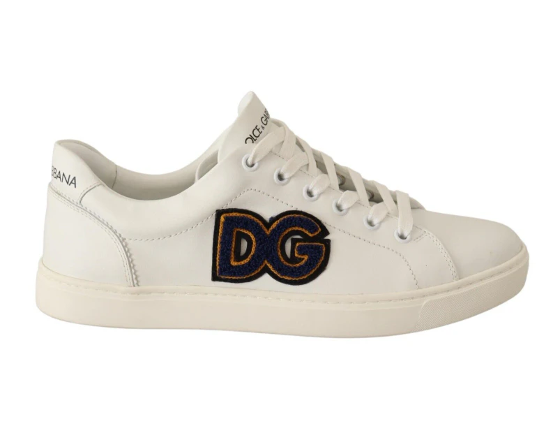 Dolce & Gabbana White Leather DG Patch Low Top Sneakers Mens Shoes