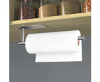 Paper Towel Holder Under Cabinet for Kitchen, Self Adhesive or Drilling Paper Towel Holder Wall Mount-Silver