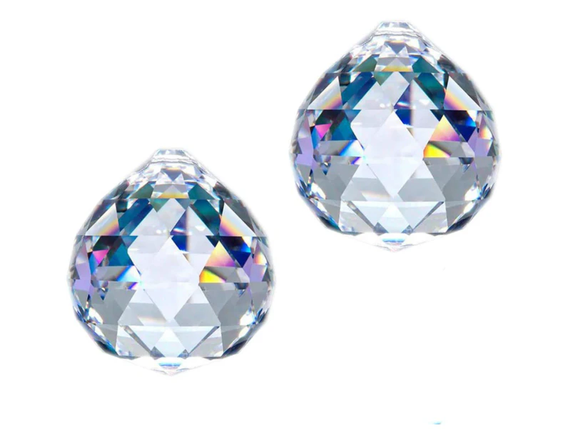 Clear Glass Crystal Ball Prism Pendant Suncatcher 40mm Pack of 2
