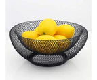 Mesh Fruit Bowl Decorative Fruit Basket Metal Candy Dish Holder Stand for Kitchen Counter Dining Room Table Office, 10 Inch (Black)