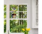 13" H Crazy Cat Stained Glass Window Panel Suncatcher, Purple, Blue, Yellow