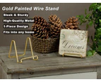 4 Inch Metal Gold Plated Square Wire Plate Stand Holder Easel Display for Cookbooks, Photos, Picture Frames, & Plates