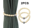 2 Pcs Pearl Magnetic Curtain Tie Backs Modern Fashion Curtain Clips Beaded Buckle for Window Decor ( 50CM )