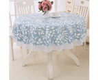 Round Vinyl Oilcloth Lace Tablecloth Waterproof PVC Plastic Wipeable  Heavy Duty Oil Spillproof Circle Tablecloth for Kitchen BBQ Blue Leaf