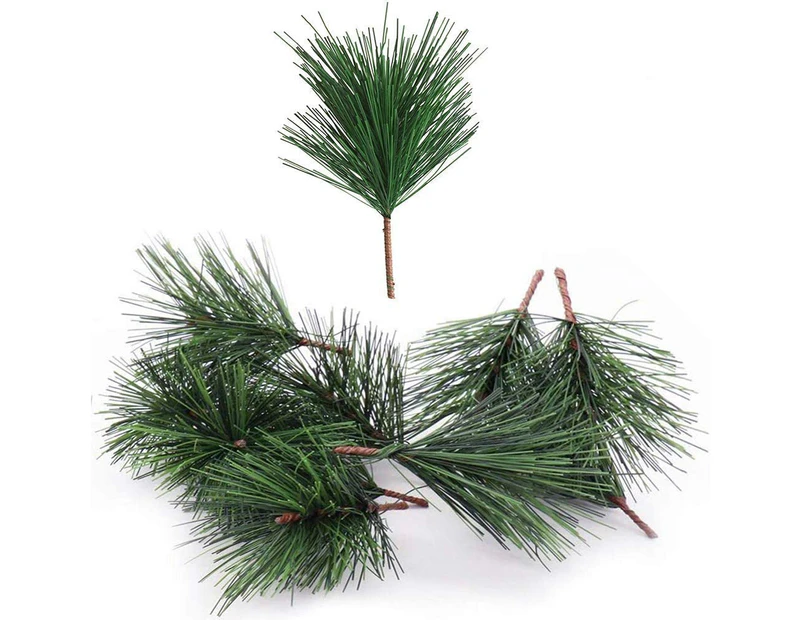 Artificial Green Pine Needles Branches Small Pine Twigs Stems Picks for Christmas Flower Arrangements Wreaths and Holiday Decorations, 20 Branch