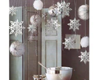 Winter Christmas Hanging Snowflake Decorations, 12PCS 3D Large Silver Snowflakes & 12PCS White Paper Snowflakes Hanging Garland for Christmas Winter Wonder