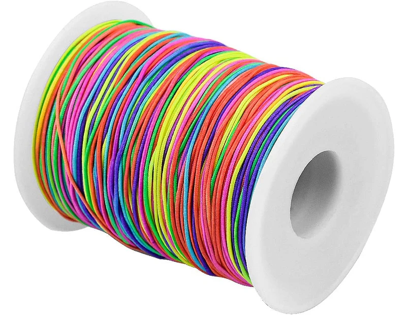 100m Rainbow Color Elastic Cord Stretch Fabric Thread Craft Cord with 1mm Diameter for Necklace, Bracelet, Crafts, Hair Bows, Costume Crafts, Key Chains