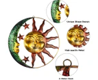 11.4Inch Large Metal Sun and Moon Wall Art Decor Outdoor 3D Metal Sun Moon Wall Hanging Decor Artistic Sun Moon with Star Metal Wall Sculpture for Home Gar