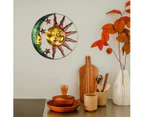 11.4Inch Large Metal Sun and Moon Wall Art Decor Outdoor 3D Metal Sun Moon Wall Hanging Decor Artistic Sun Moon with Star Metal Wall Sculpture for Home Gar