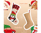 Christmas Stockings 5 Pack 18'' Large Burlap Xmas Stockings Santa Snowman Reindeer Christmas Decoration and Family Holiday Decor