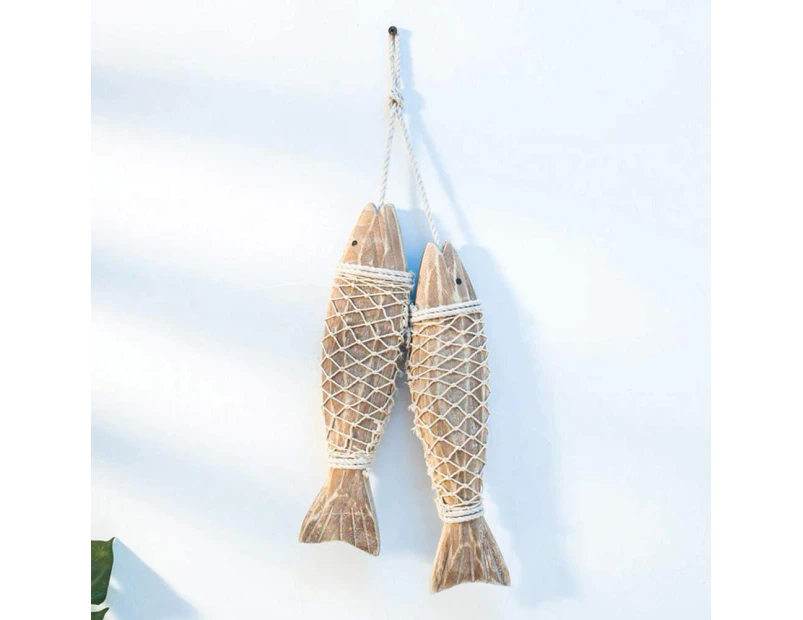 Wooden Fish Decor Hanging, Wood Fish Decorations for Wall, Rustic Nautical Fish Decor for Beach Theme, Home Decoration Fish Sculpture Home Decor for Lake H