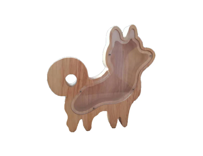 Piggy Bank Burr Free Visible Window Animal Shape Wooden Cat Dinosaur Money Box Crafts Ornament for Nursery