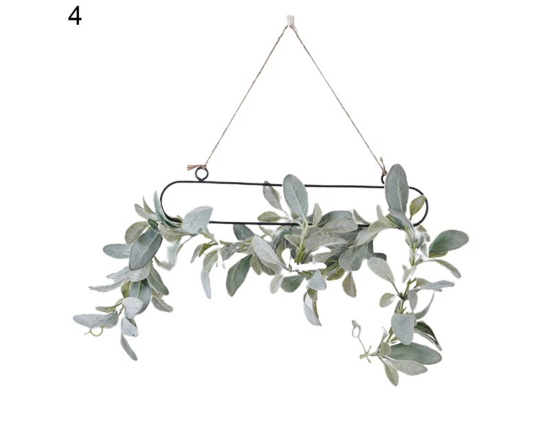 Plant Wreath Ornamental Artificial Plant Decor Butterfly Pattern Rectangular Wall Hanging Garland for Home