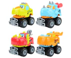 4Pcs/Set Toy Vehicle Adorable Resistant to Falling Plastic Dinosaur Pull Back Car for Boy