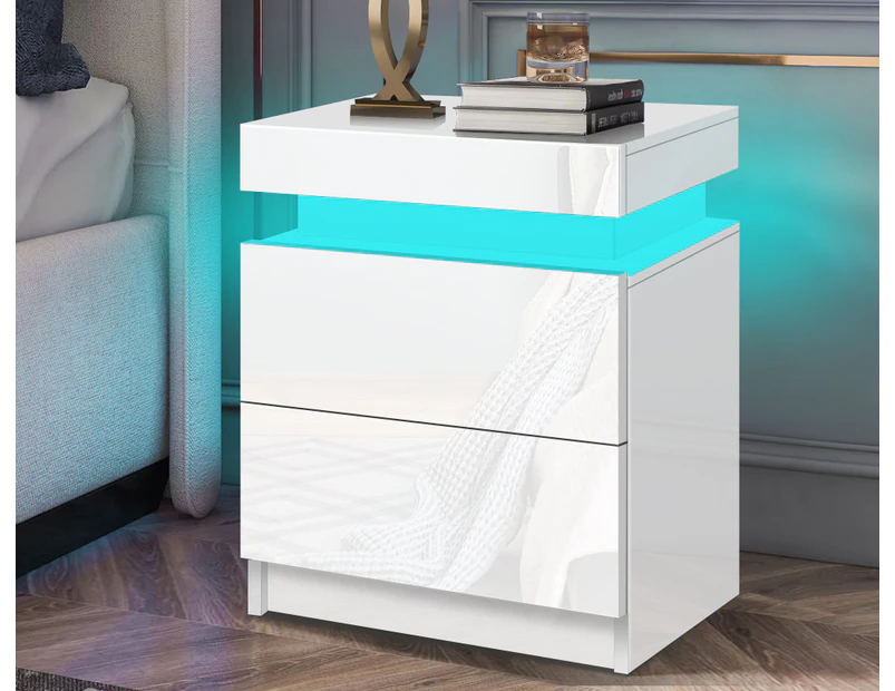 ALFORDSON LED Bedside Table White