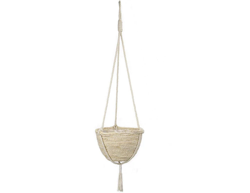 Straw Woven Basket Portable Suspended Wall Hanging Flower Plant Suspension Basket for Balcony