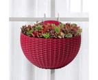 Flower Pot Exquisite Wall-mounted Plastic Wall Hanging Basket Flowerpot for Garden-Wine Red