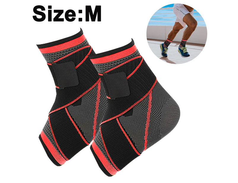 Sports Ankle Support, Adjustable Ankle Brace For Women And Men, Stabilize Ligaments-Red M