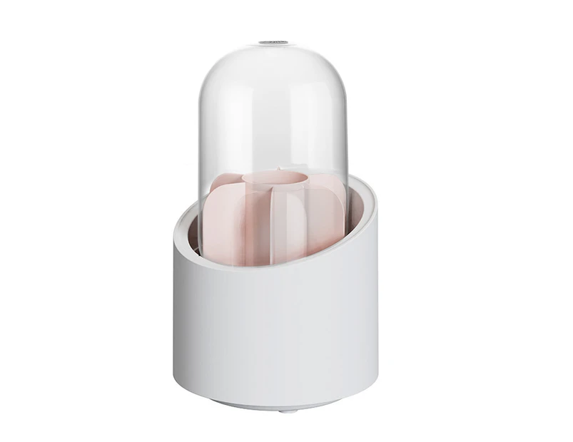 Makeup Brush Holder Dust-proof Rotating Plastic Lipstick Eyebrow Pencil Brush Container Vanity Supplies -Pink