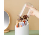 Makeup Brush Holder Dust-proof Rotating Plastic Lipstick Eyebrow Pencil Brush Container Vanity Supplies -White