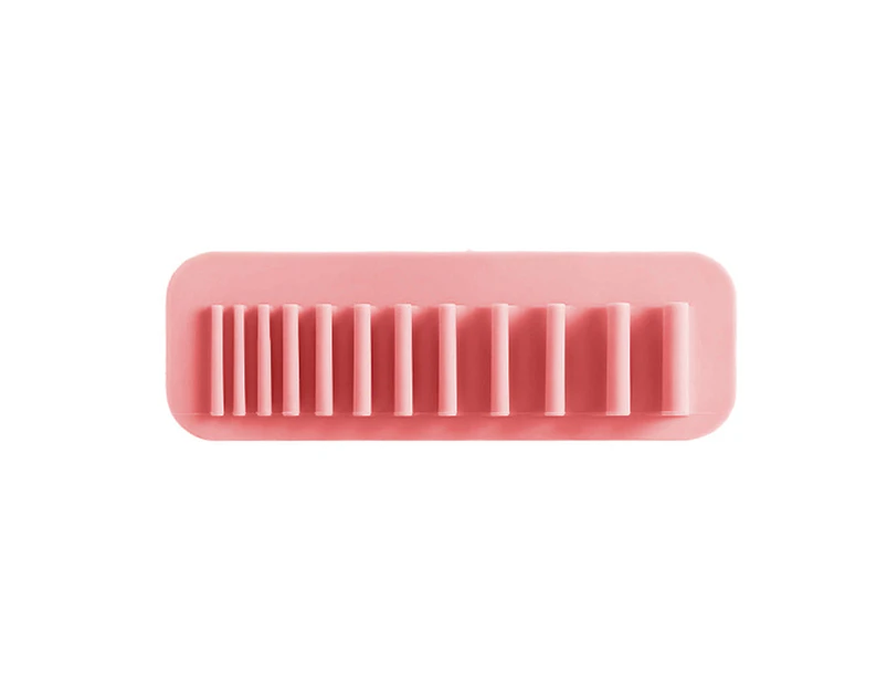 Wall-mounted Makeup Brush Holder with Suction Silicone Air Drying Makeup Brush Rack Beauty Tools-Pink