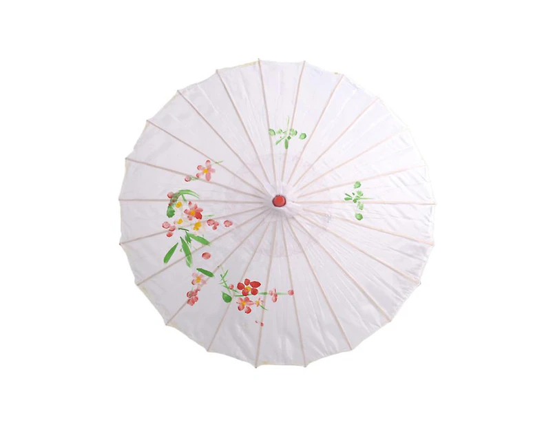 Silk Wooden Parasol Umbrella Chinese Japanese Style Craft Umbrella Prop For Bride Bridemaid (white)