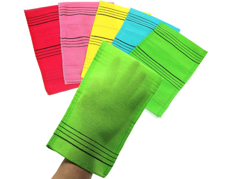 Exfoliating Mitt, Large Size, 5 Colors, Back and Body Exfoliating Washcloth for Removing Dry, Reusable (Mix, 5)