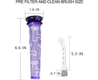 Pre Filters Replacement for Dyson V6 V7 DC59 Absolute Animal Motorhead Vacuum Replaces 965661 01 Complement Kit with 3 Pack Filters and 1 Cleaning Brush