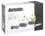 10pc Bartender Gin Cocktail Clear Glasses/Stones/Storage Bag/Tongs Barware Set