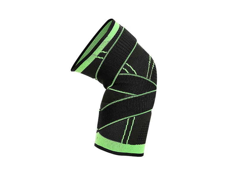 3D Nylon Weaving Knee Brace Support - Black + Green 3XL