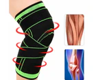 3D Nylon Weaving Knee Brace Support - Black + Green XL