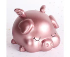 Sleeping Pig Piggy Bank Children Money Saving Deposit Box Desktop Ornament Gift-Pink L