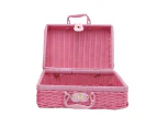 Vintage Rattan Woven Storage Case Makeup Holder Suitcase Sundries Organizer Box-Light Pink