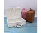 Vintage Rattan Woven Storage Case Makeup Holder Suitcase Sundries Organizer Box-Dark Coffee
