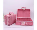Vintage Rattan Woven Storage Case Makeup Holder Suitcase Sundries Organizer Box-Beige