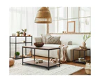 Oikiture Coffee Table Side Table Storage Rack Shelf 2-Tier Industrial Furniture