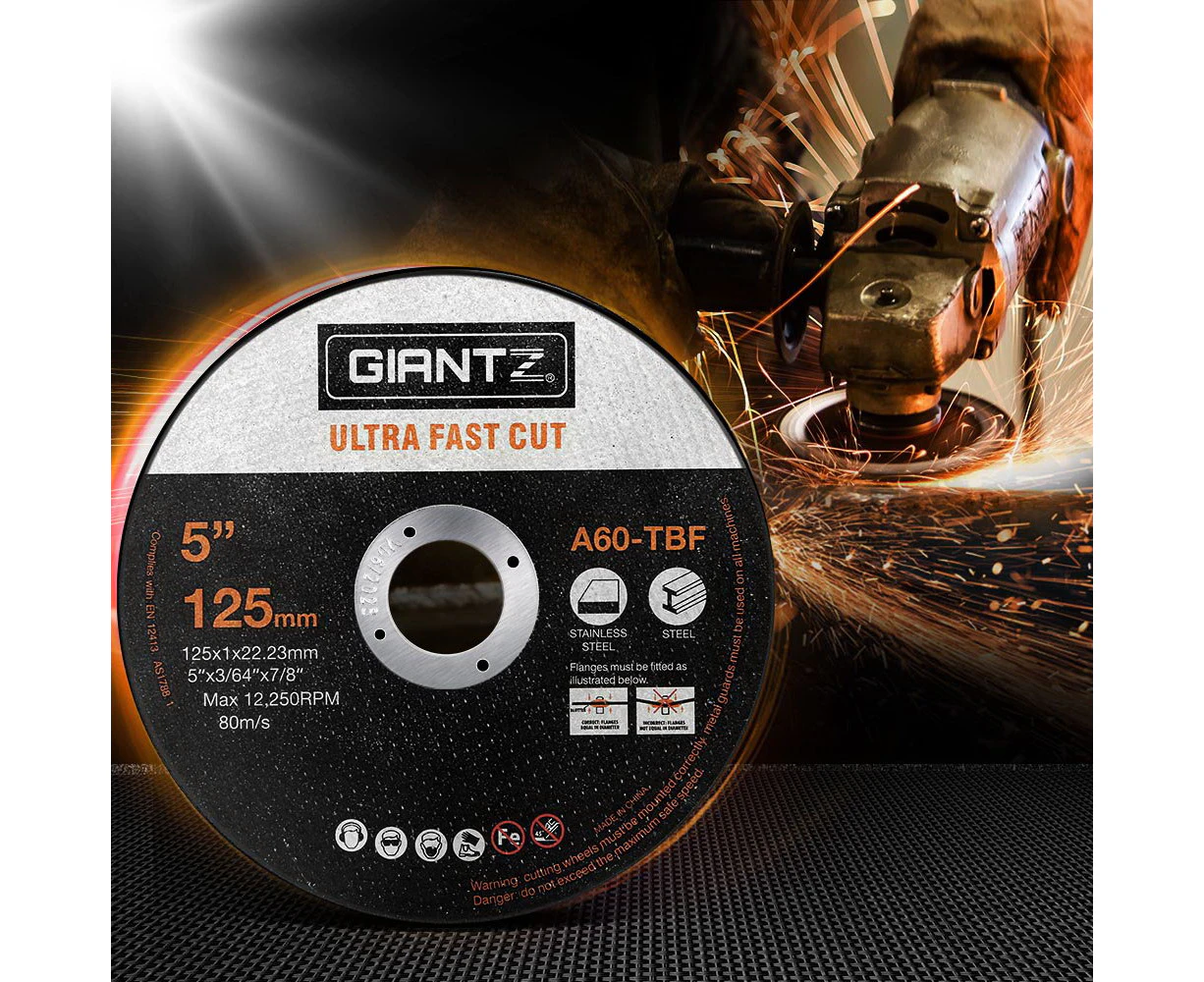 Giantz 100-Piece Cutting Discs 5" 125mm,Giantz 100pcs 5" Cutting Discs 125mm Angle Grinder Thin Cut Off Wheel for Metal