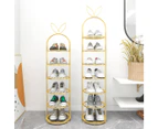 SOGA 2X 6 Tier Bunny Ears Shape Gold Plated Metal Shoe Organizer Space Saving Portable Footwear Storage Shelf