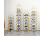 SOGA 2X 6 Tier Bunny Ears Shape Gold Plated Metal Shoe Organizer Space Saving Portable Footwear Storage Shelf