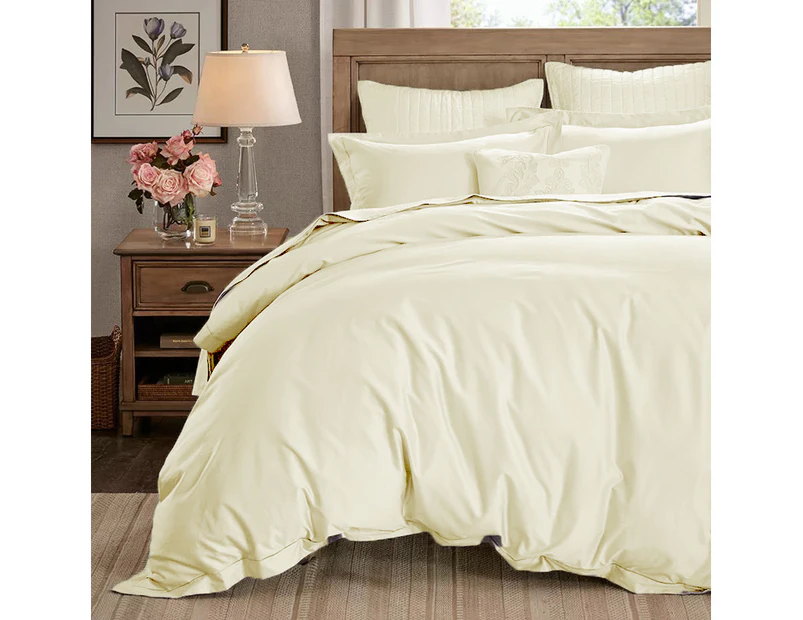 1000TC Pure Cotton Sateen Quilt Cover Ivory Set Queen size