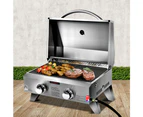 Grillz Portable Gas BBQ Grill 2 Burners with Double Sided Plate