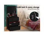 Bedside Table Led Nightstand 3 Drawers 4 Side High Gloss Black