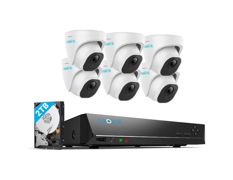 Reolink 8 Channel 5MP PoE Outdoor Security Camera System RLK8-520D6-A
