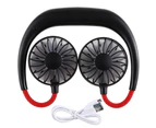 1 Set 1200mAh 7 Blades 3 Adjustable Speed USB Rechargeable Hanging Neck Fan High Flexibility Indicator Light Hands Free Wearable Fan for Outdoor - Black & Red
