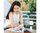 1 Set 10000mAh LED Real-time Display Handheld Fan with Lanyard Adjustable 5 Speeds Folding Fan Rechargeable Ultra Quiet Desktop Fan for Summer - White