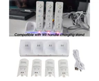 Gaming Handle Charger with LED Light Indicator Convenient Stable Output Game Component 4-in-1 Remote Controller Gaming Handle Charging Dock for WII Gamepad - White