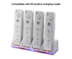 Gaming Handle Charger with LED Light Indicator Convenient Stable Output Game Component 4-in-1 Remote Controller Gaming Handle Charging Dock for WII Gamepad - White